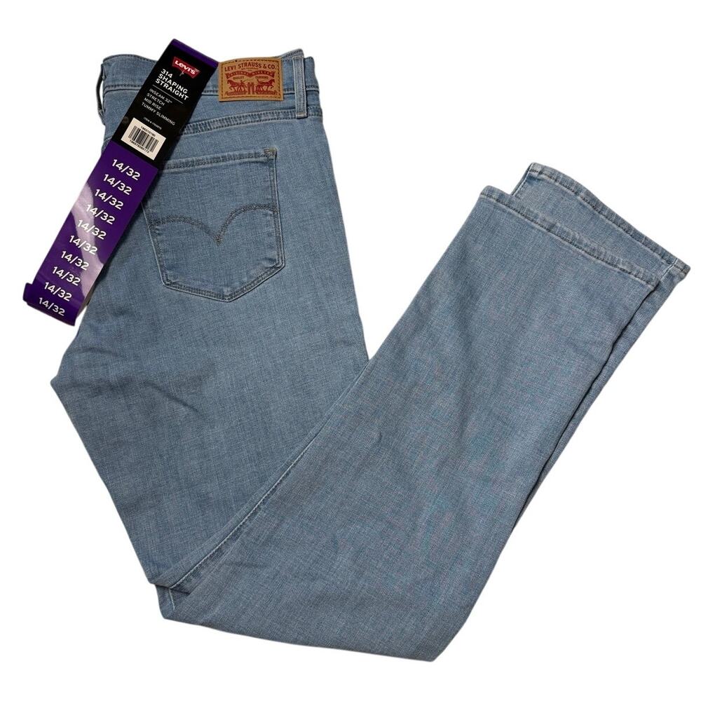 LEVI'S 314 Shaping Straight Mid Rise Slimming Light Wash Denim NWT Sz 14